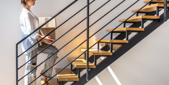 Elegant iron spindles for stairs in modern home